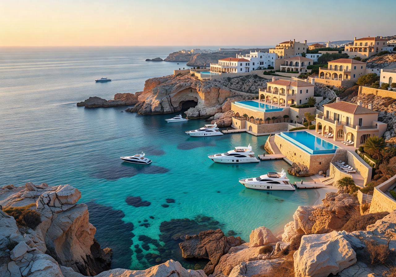 Malta luxury Mediterranean coastline panorama